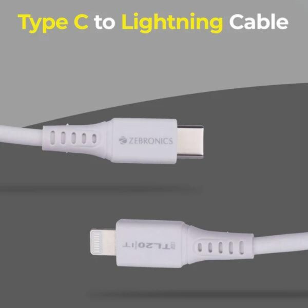 Zebronics Fast Charging Type-C to Lightning Cable, 20W, 1 Meter