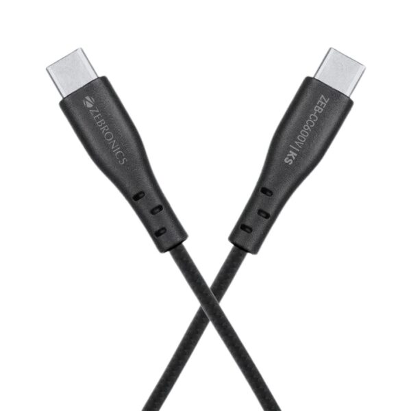 Zebronics - Type C to Type C Cable, 1 Meter, Fast Charging (64W)