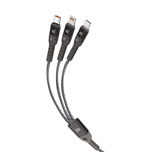 Quantron Braided 3-in-1 Data Cable 1.2M